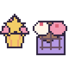 Pixel art Cupcake avec une étoile et Chocolat double garniture, grille 40 × 40