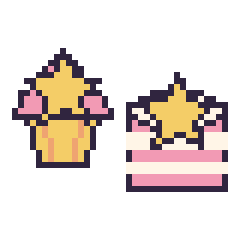 Pixel art Cupcake avec une étoile et Gâteau avec une étoile, grille 40 × 40