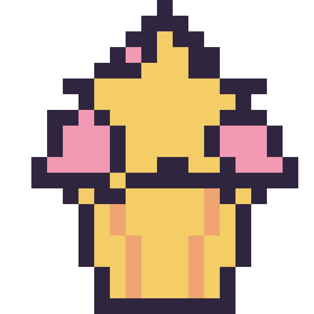 Modèle de pixel art Cupcake avec une étoile sur une grille de 20 par 20 cases