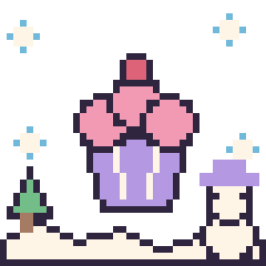 Pixel art Cupcake en hiver, grille 40 × 40