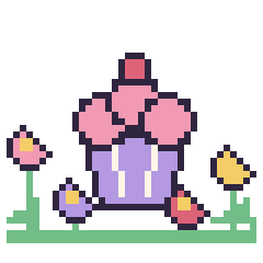 Pixel art Cupcake dans le jardin, grille 40 × 40