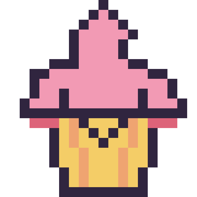 Modèle de pixel art Cupcake kawaii sur une grille de 20 par 20 cases