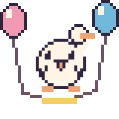 Pixel art Cygne avec des ballons, grille 40 × 40
