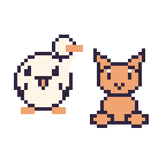 Pixel art Cygne et Chat assis, grille 48 × 48