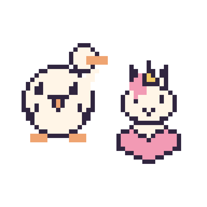 Modèle de pixel art Cygne et Licorne avec un cœur sur une grille de 48 par 48 cases