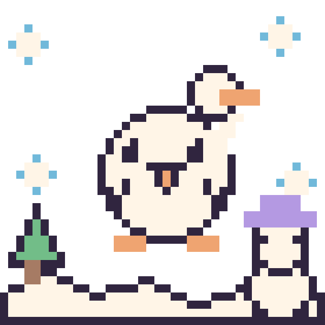 Modèle de pixel art Cygne en hiver sur une grille de 40 par 40 cases