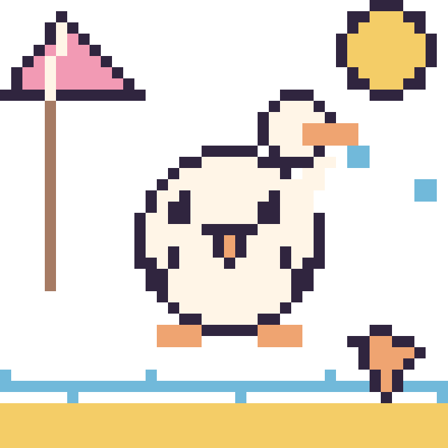 Modèle de pixel art Cygne à la plage sur une grille de 40 par 40 cases