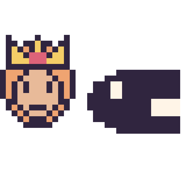 Modèle de pixel art Daisy mini et Bill Balle mini sur une grille de 32 par 32 cases