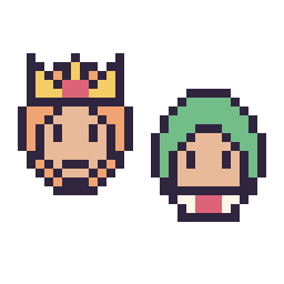 Pixel art Daisy mini et Bowser Junior mini, grille 32 × 32