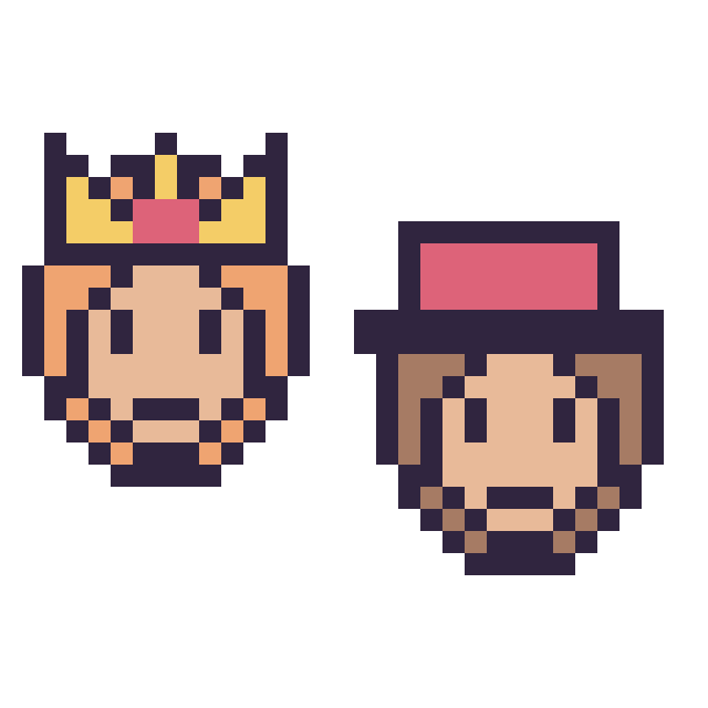 Modèle de pixel art Daisy mini et Diddy Kong mini sur une grille de 32 par 32 cases