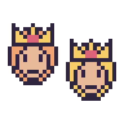Pixel art Daisy mini et Harmonie mini, grille 32 × 32