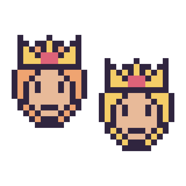 Modèle de pixel art Daisy mini et Harmonie mini sur une grille de 32 par 32 cases