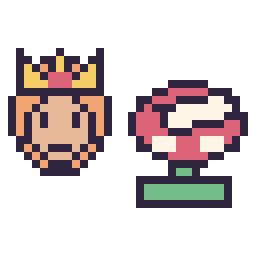 Pixel art Daisy mini et Plante Piranha mini, grille 32 × 32