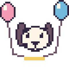 Pixel art Dalmatien avec des ballons, grille 40 × 40