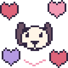 Pixel art Dalmatien avec des cœurs, grille 40 × 40