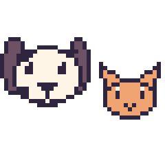 Pixel art Dalmatien et Chat en portrait, grille 40 × 40