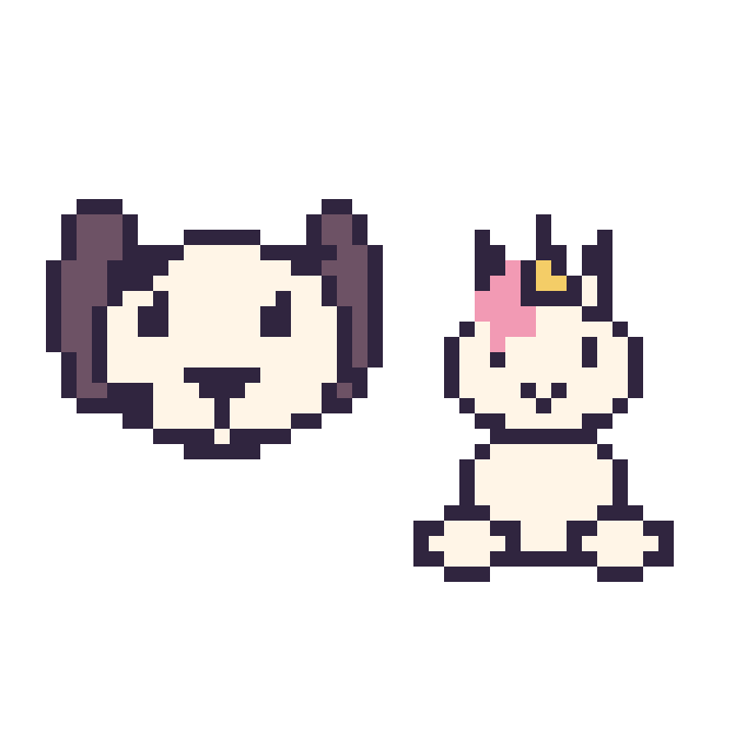 Modèle de pixel art Dalmatien et Licorne assis sur une grille de 48 par 48 cases