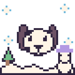Pixel art Dalmatien en hiver, grille 40 × 40