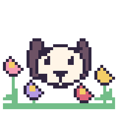 Pixel art Dalmatien dans le jardin, grille 40 × 40