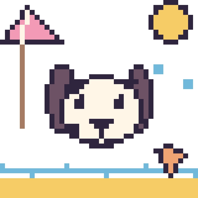 Modèle de pixel art Dalmatien à la plage sur une grille de 40 par 40 cases