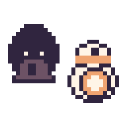 Pixel art Dark Vador mini et BB-8 mini, grille 32 × 32
