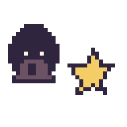Pixel art Dark Vador mini et Étoile simple 12 × 12, grille 32 × 32