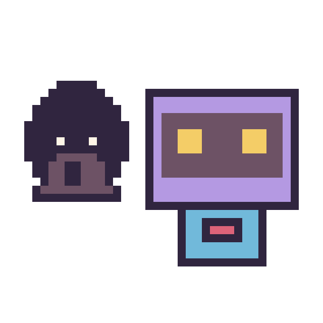 Modèle de pixel art Dark Vador mini et Robot rétro sur une grille de 40 par 40 cases