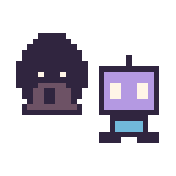 Pixel art Dark Vador mini et Robot simple 16 × 16, grille 32 × 32