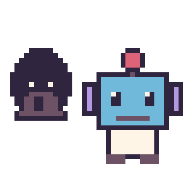 Modèle de pixel art Dark Vador mini et Robot sur une grille de 40 par 40 cases