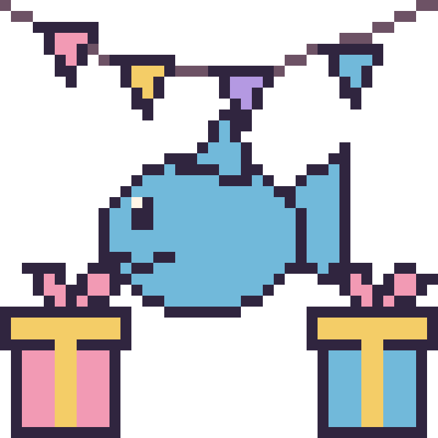 Modèle de pixel art Dauphin pour un anniversaire sur une grille de 40 par 40 cases