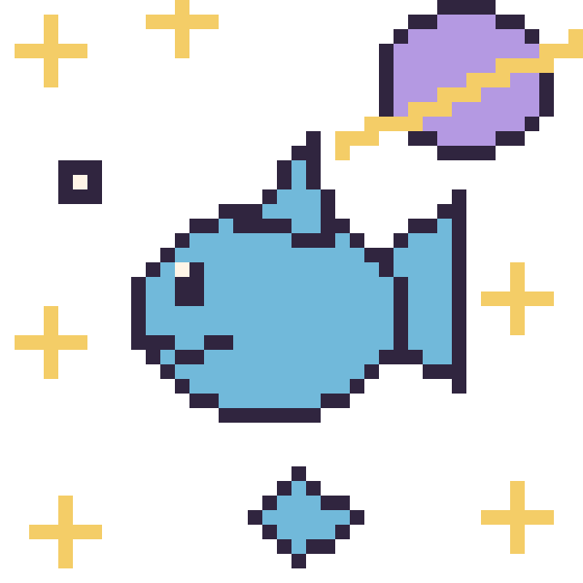 Modèle de pixel art Dauphin dans l’espace sur une grille de 40 par 40 cases