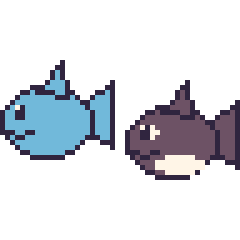 Pixel art Dauphin et Orque, grille 48 × 48