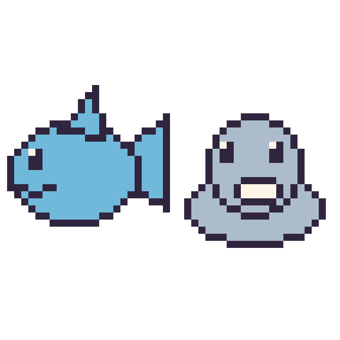 Modèle de pixel art Dauphin et Phoque sur une grille de 48 par 48 cases