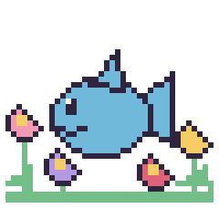 Pixel art Dauphin dans le jardin, grille 40 × 40