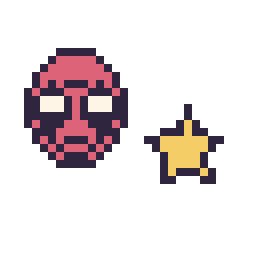 Pixel art Deadpool mini et Étoile simple 10 × 10, grille 32 × 32