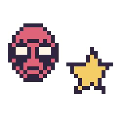 Pixel art Deadpool mini et Étoile simple 12 × 12, grille 32 × 32