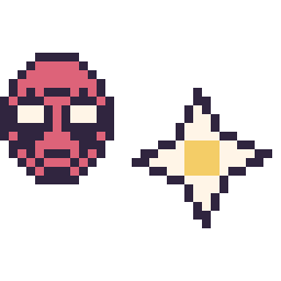 Pixel art Deadpool mini et Etoile nether Minecraft 16 × 16, grille 32 × 32