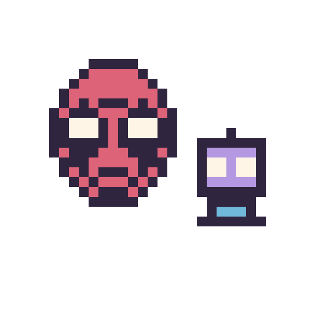 Modèle de pixel art Deadpool mini et Robot simple 10 × 10 sur une grille de 32 par 32 cases