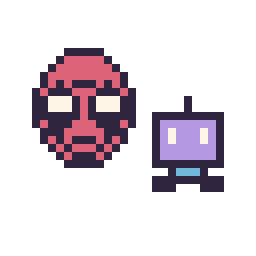 Pixel art Deadpool mini et Robot simple 12 × 12, grille 32 × 32