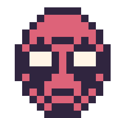 Pixel art Deadpool mini 16 × 16, grille 16 × 16