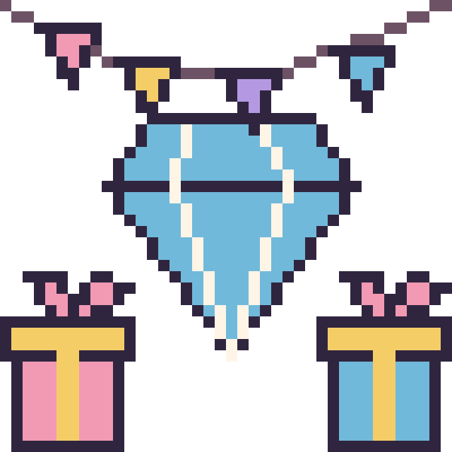 Modèle de pixel art Diamant pour un anniversaire sur une grille de 40 par 40 cases