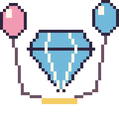 Pixel art Diamant avec des ballons, grille 40 × 40