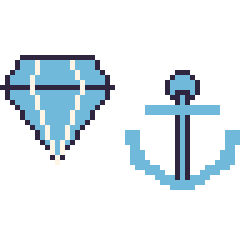 Pixel art Diamant et Ancre, grille 48 × 48