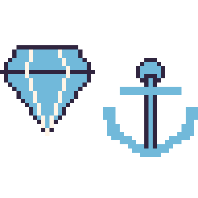 Modèle de pixel art Diamant et Ancre sur une grille de 48 par 48 cases
