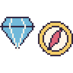 Pixel art Diamant et Boussole, grille 48 × 48