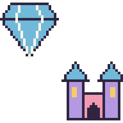 Pixel art Diamant et Château, grille 48 × 48