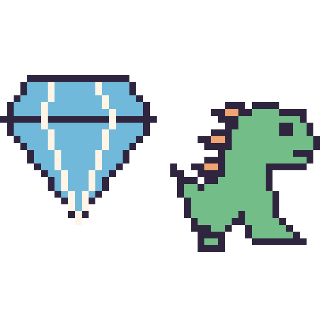 Modèle de pixel art Diamant et Dinosaure sur une grille de 48 par 48 cases