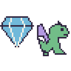 Pixel art Diamant et Dragon, grille 48 × 48