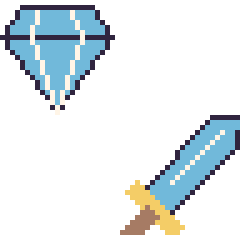 Pixel art Diamant et Épée, grille 48 × 48
