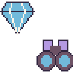 Pixel art Diamant et Jumelles, grille 48 × 48